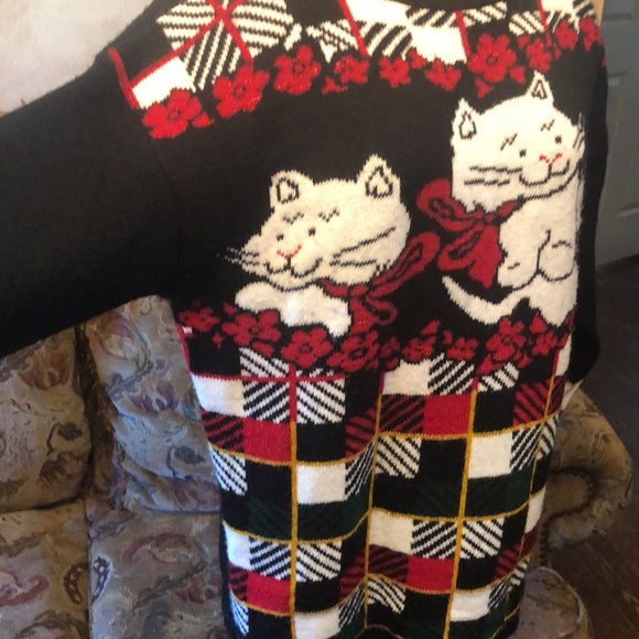 VTG Dana Scott “ugly” X-mas cat kitten sweater - Picture 2 of 7